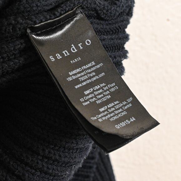 Sandro Paris Men's Shawl Collar Cardigan Sweater Heavy cotton knit Navy Small - Picture 6 of 8